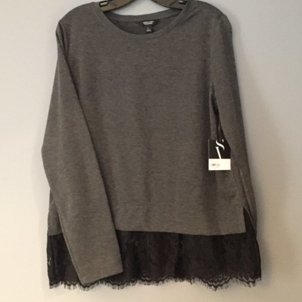 Simply Vera Vera Wang Long Sleeve Shirt Lace Hem